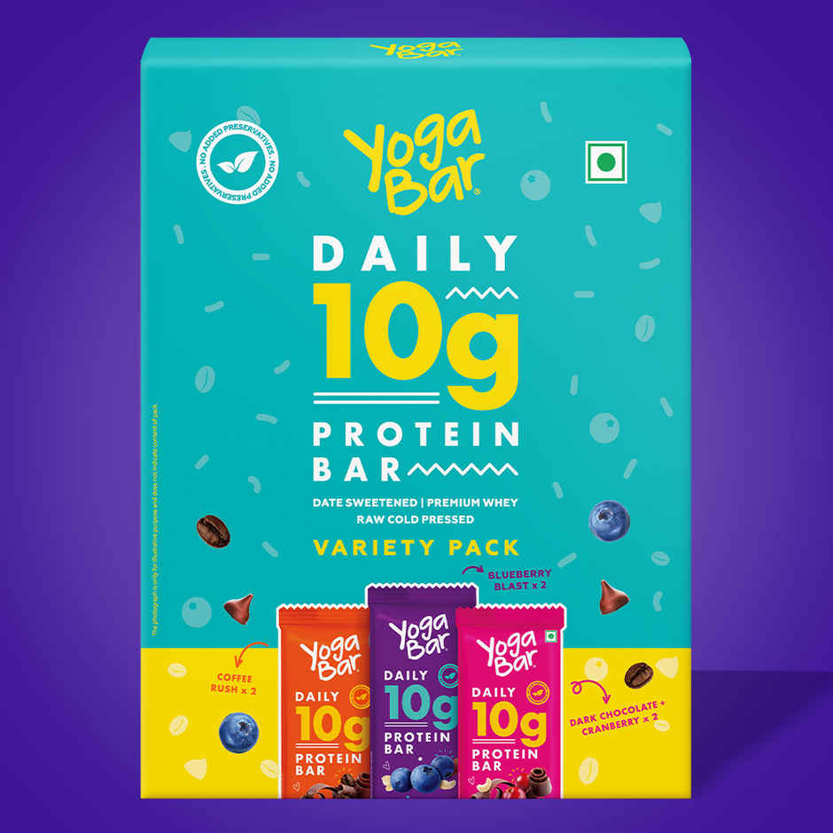 Yoga Bar 10g Protein Bar Variety Pack, Date Sweetened, Raw Cold Pressed, Premium Whey