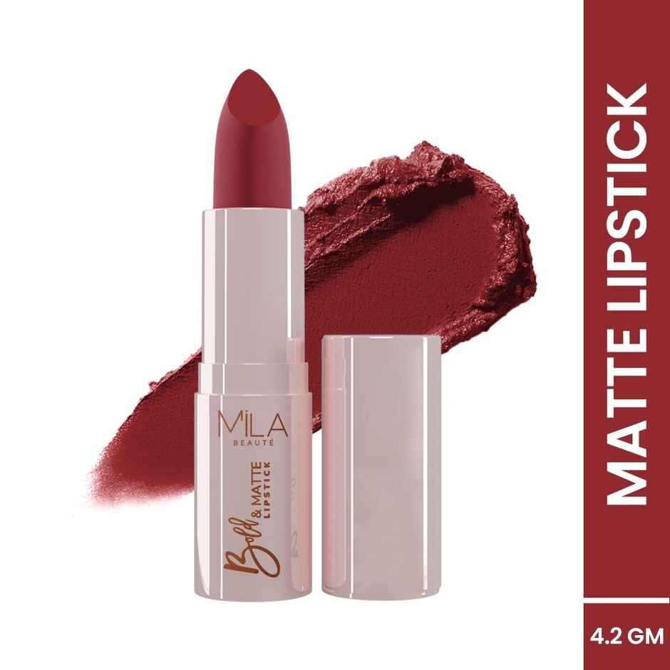 Mila Beaute Bold & Matte Lipstick Highly Pigmented & Soft Matte Finish - 07 Bold Bordeaux