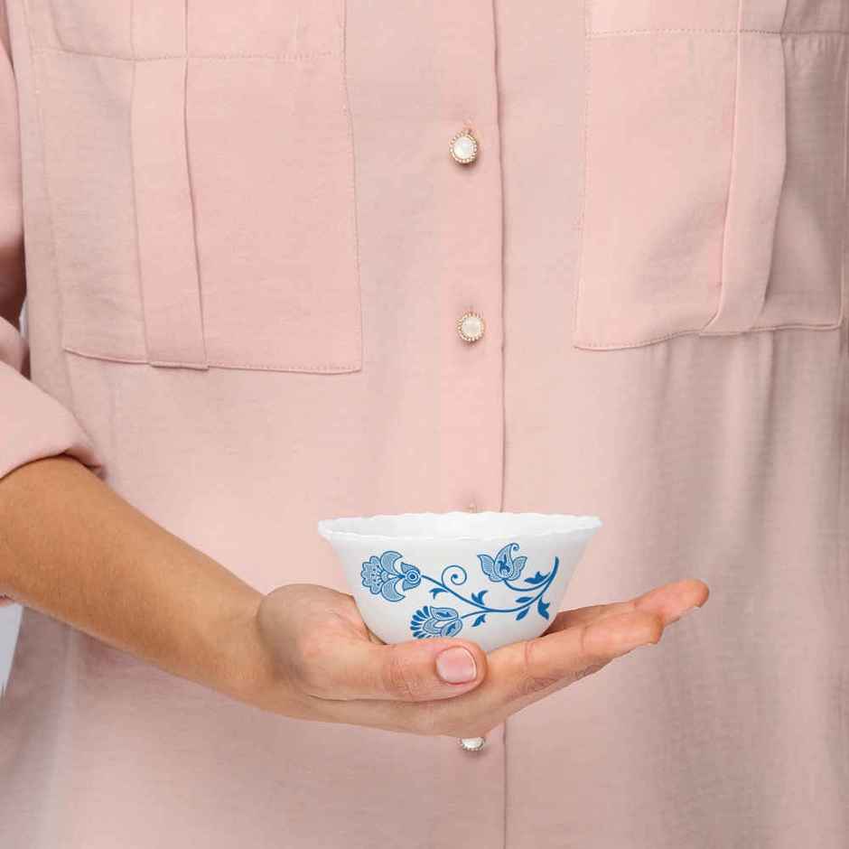 Larah by Borosil Azure Pudding Set | Opalware Crockery for Dining & Gifting Bowl Set