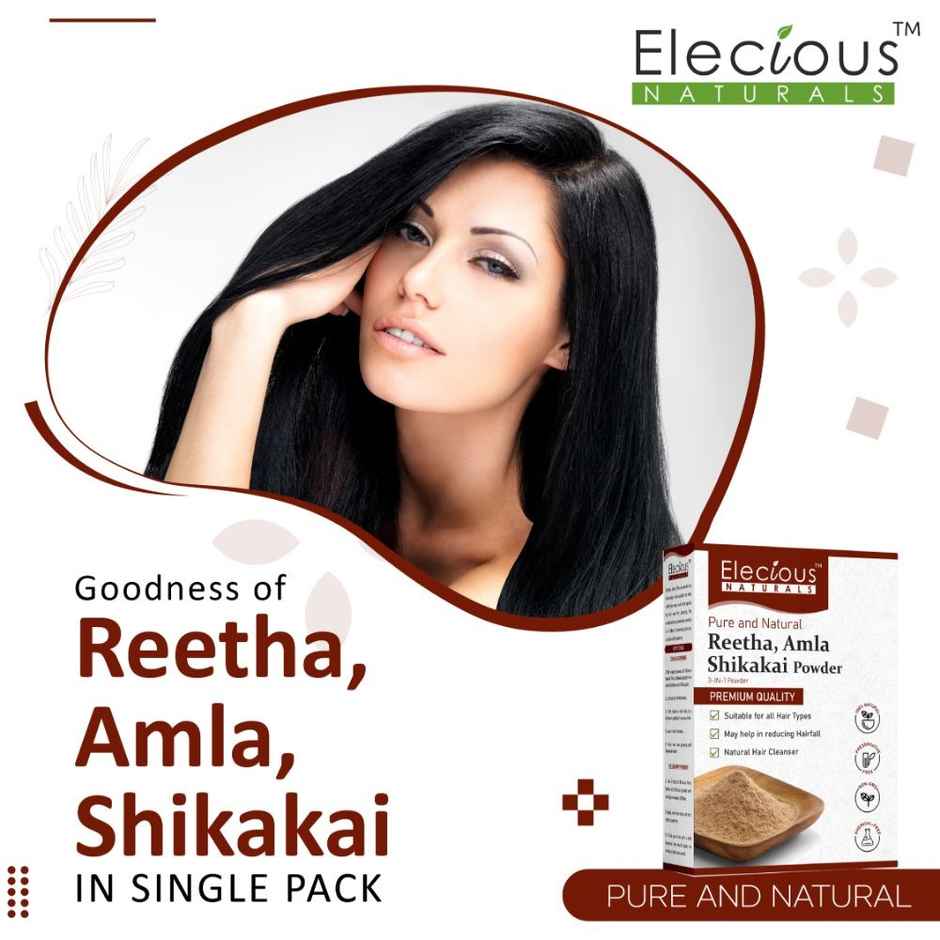 Elecious Amla Reetha Shikakai Powder For Hair