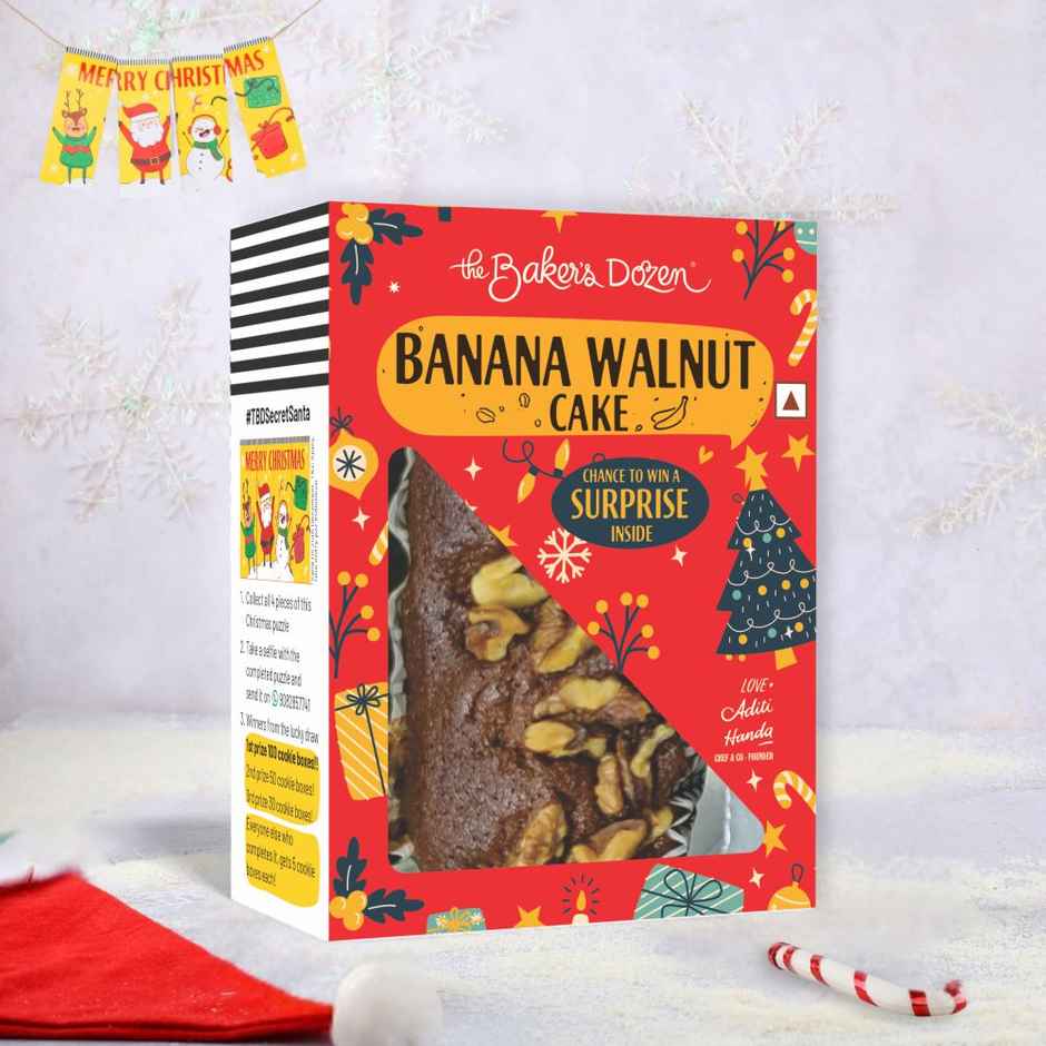 The Baker'S Dozen Wholewheat Banana Walnut Cake (150g) & The Baker'S Dozen Zero Maida Butter Garlic Toast Baked Snack No Palm Oil No Preservatives 100% Wholewheat (90g) Combo