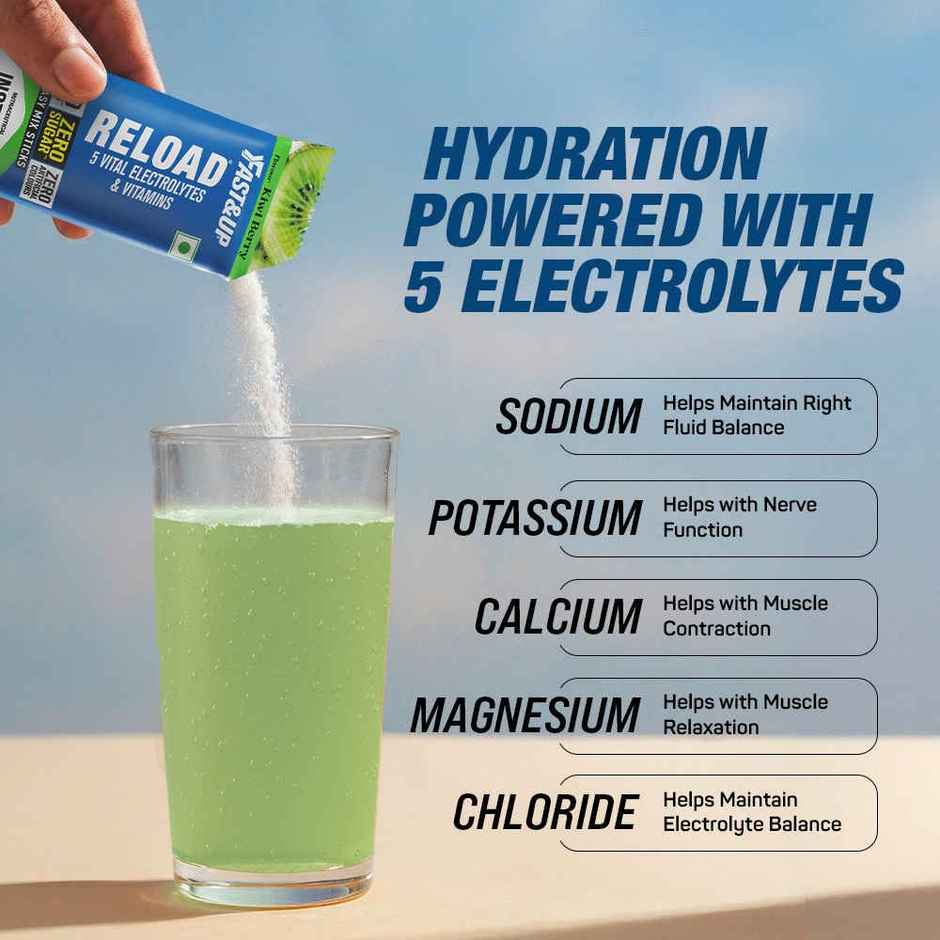 Fast&Up Reload Zero Sugar Instant Hydration Sticks With 5 Essential Electrolytes | Kiwi Berry