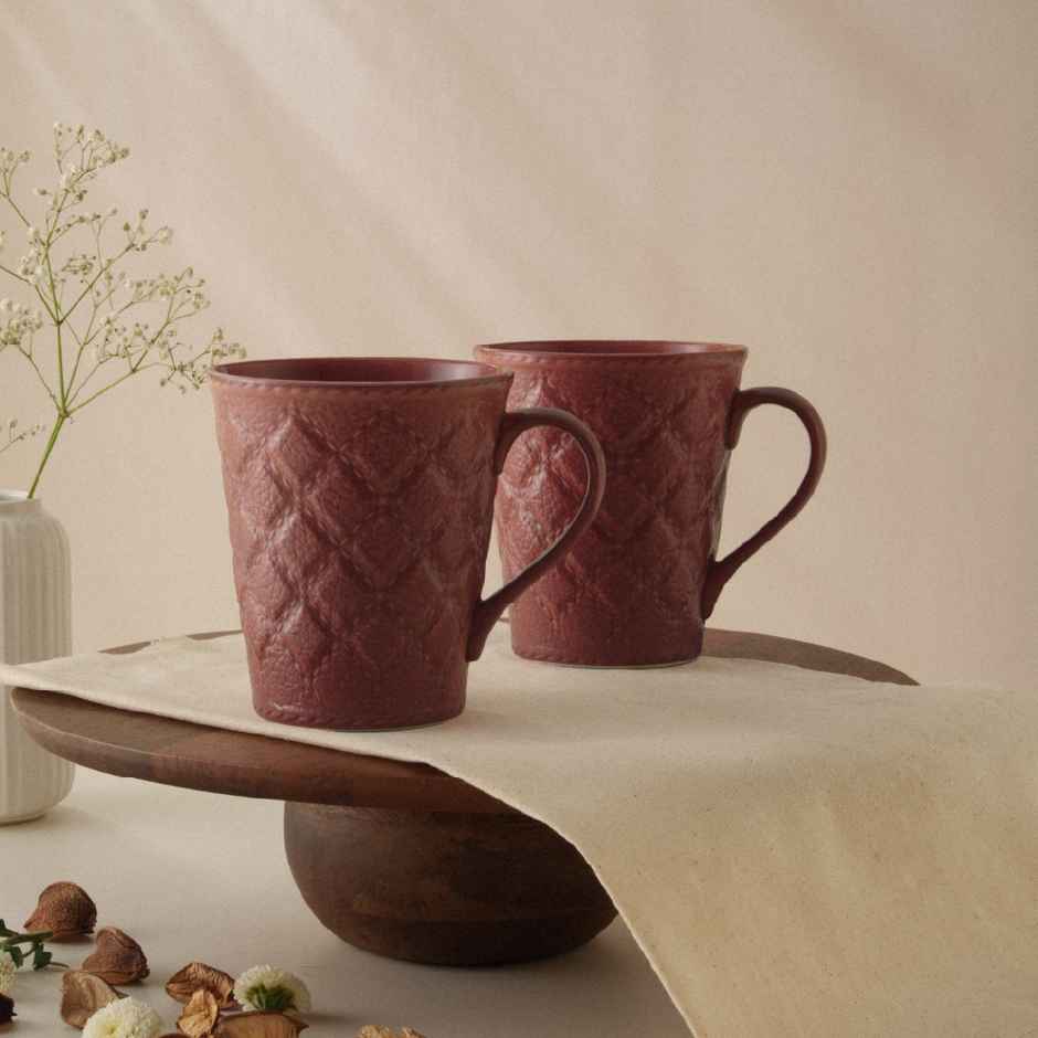Borosil Porcelia Velvetto Terra Tea Coffee Porcelain Mug Set Microwave Dishwasher Safe