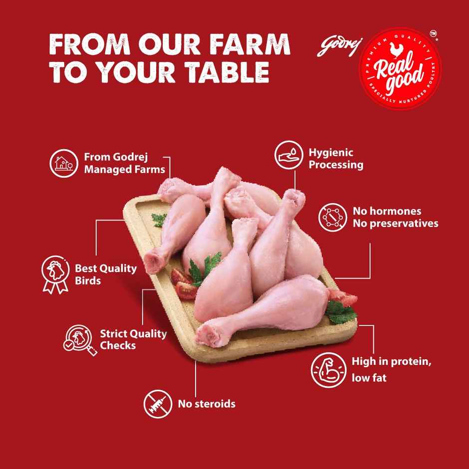 Godrej Real Good Chicken Drumstick | Freshly Frozen | No Hormones, No Preservatives