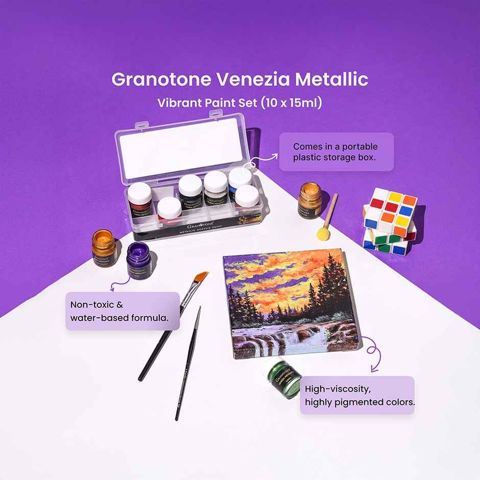 Granotone Venezia Metallic Acrylic Paint Set | Multicolour