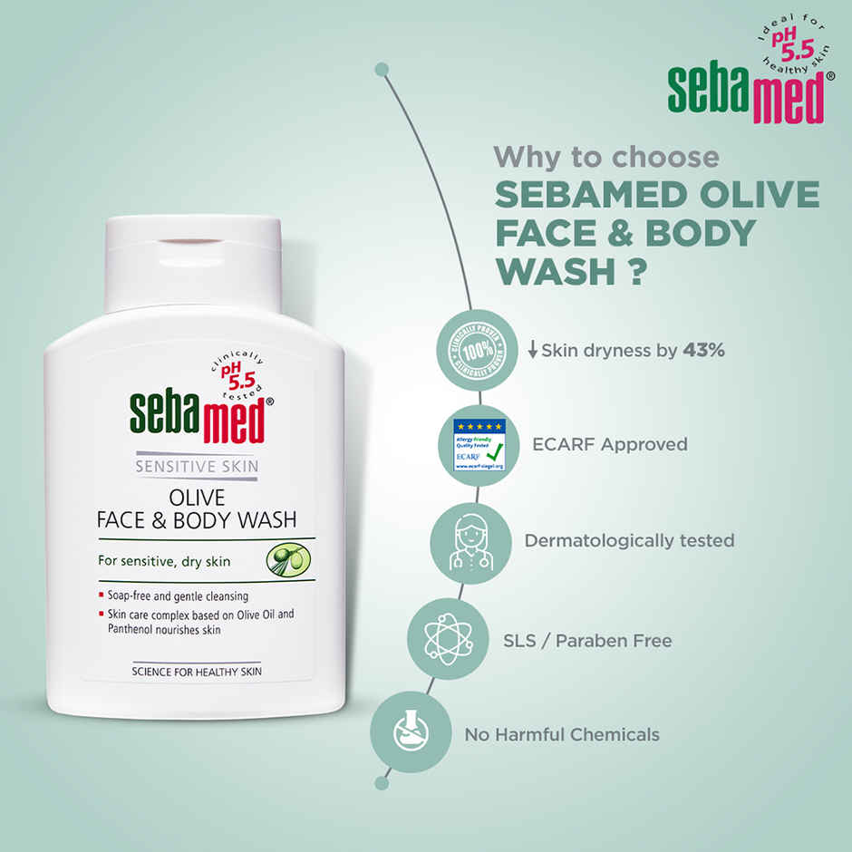 Sebamed Olive Face & Body Wash | pH 5.5 | Mild for sensitive, dry skin