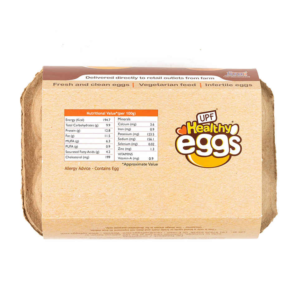 UPF Healthy Brown - Large Eggs, 6 Pieces | Protein Rich | Veg Feed | Infertile