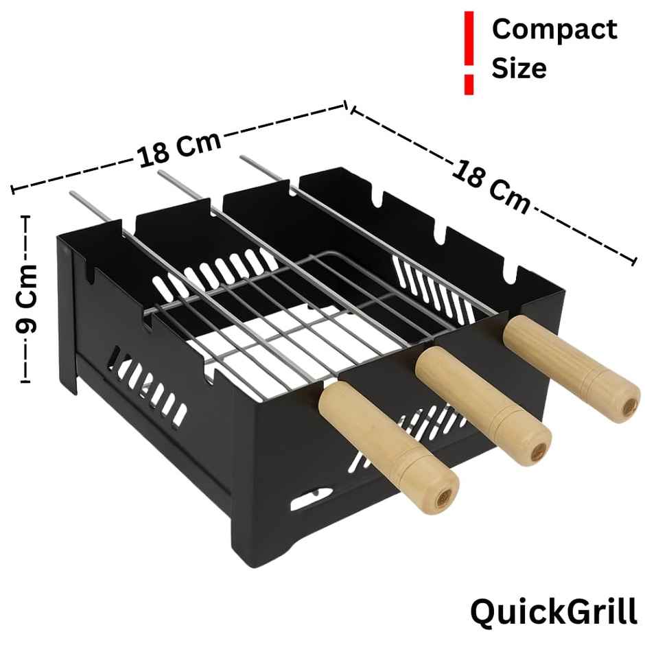 Chefman Portable Charcoal & Gas BBQ Grill | 2-in-1 Outdoor Grill with 3 Skewers