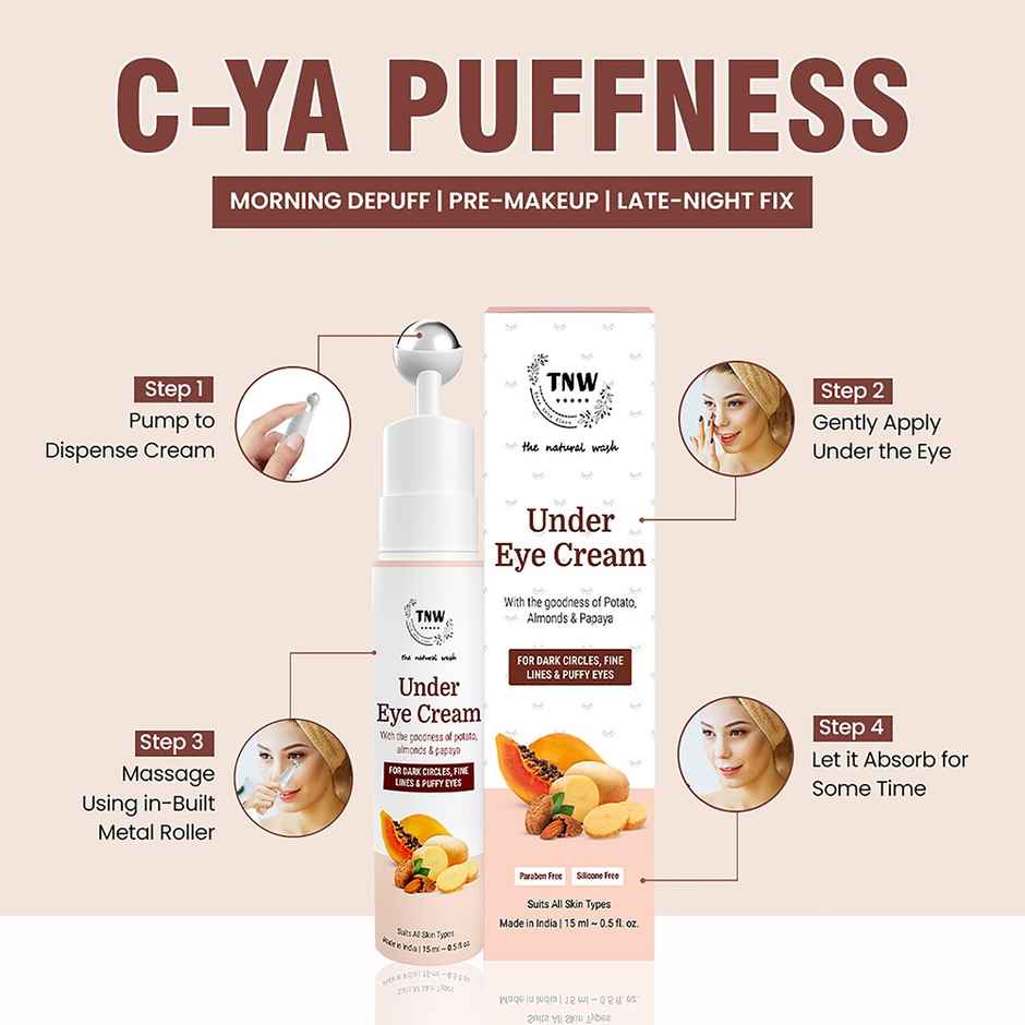 The Natural Wash Sun Under Eye Cream Metallic Roll-On for Dark Circles & Puffiness | All Skin Types