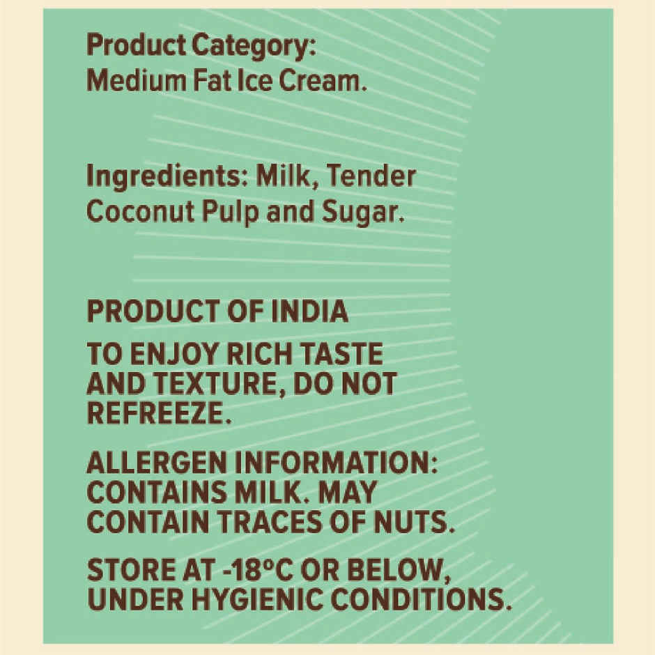 NIC Tender Coconut Ice Cream | Preservative Free | No Artificial Flavors