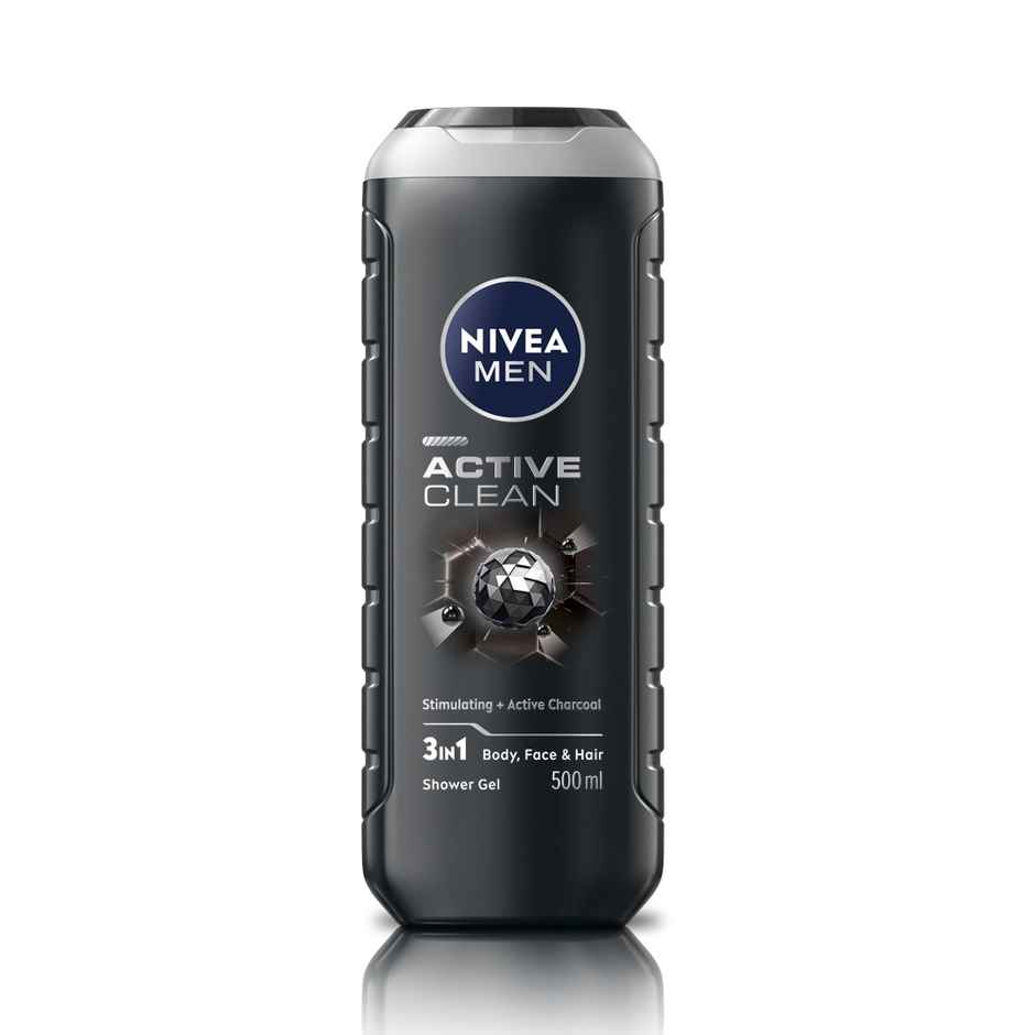 Nivea Men Active Clean Shower Gel (500ml) & Engage M1 Perfume For Men, Citrus & Woody Fragrance Scent, Skin Friendly (120ml) Combo