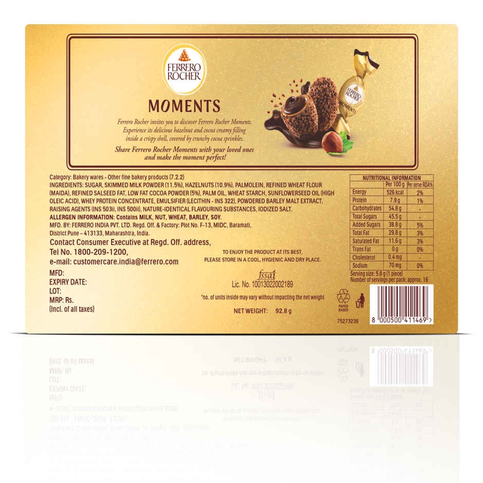 Bella Vita Black Edition Gift Set (500ml) & Ferrero Rocher Moments Pack (92g) Combo