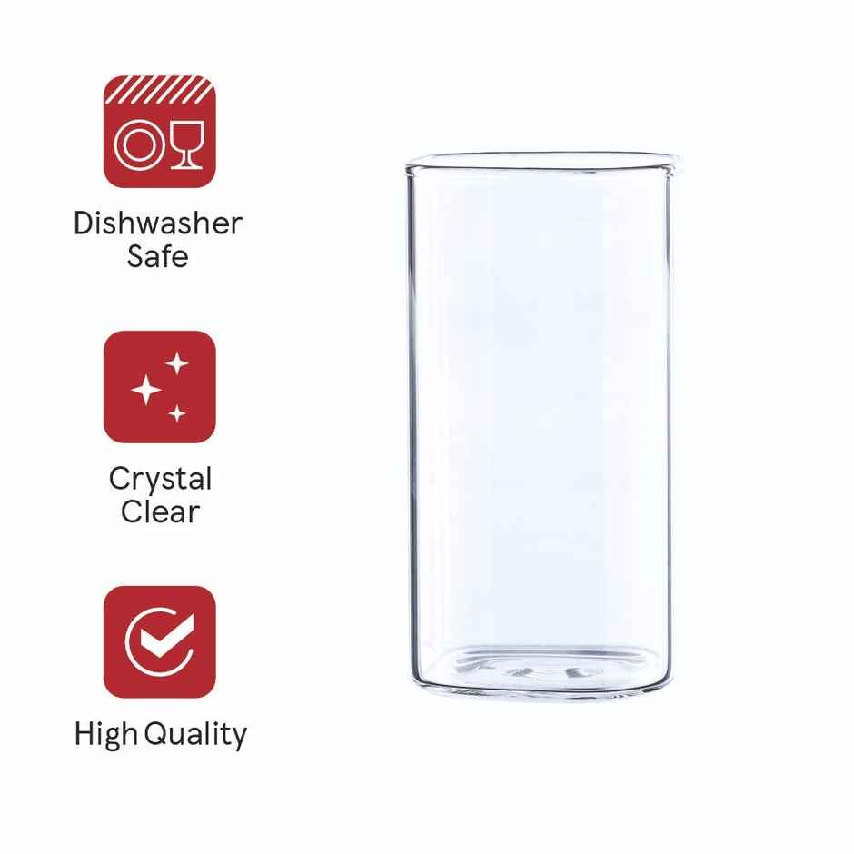 Sanjeev Kapoor Berlin High Borosilicate Square Glass 330 ml - Set Of 6 pcs