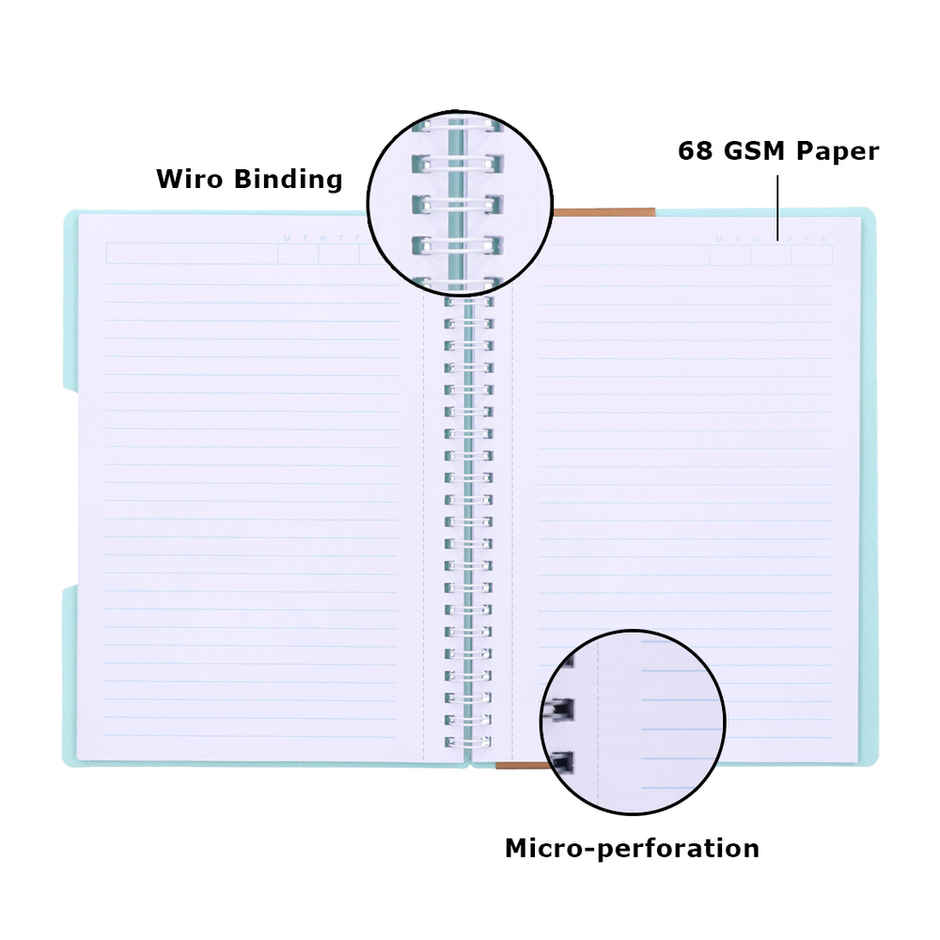 Navneet HQ | Single Subject Book - Mint Green with PP cover Single Line 14.8 cm x 21 cm | 160 Pages