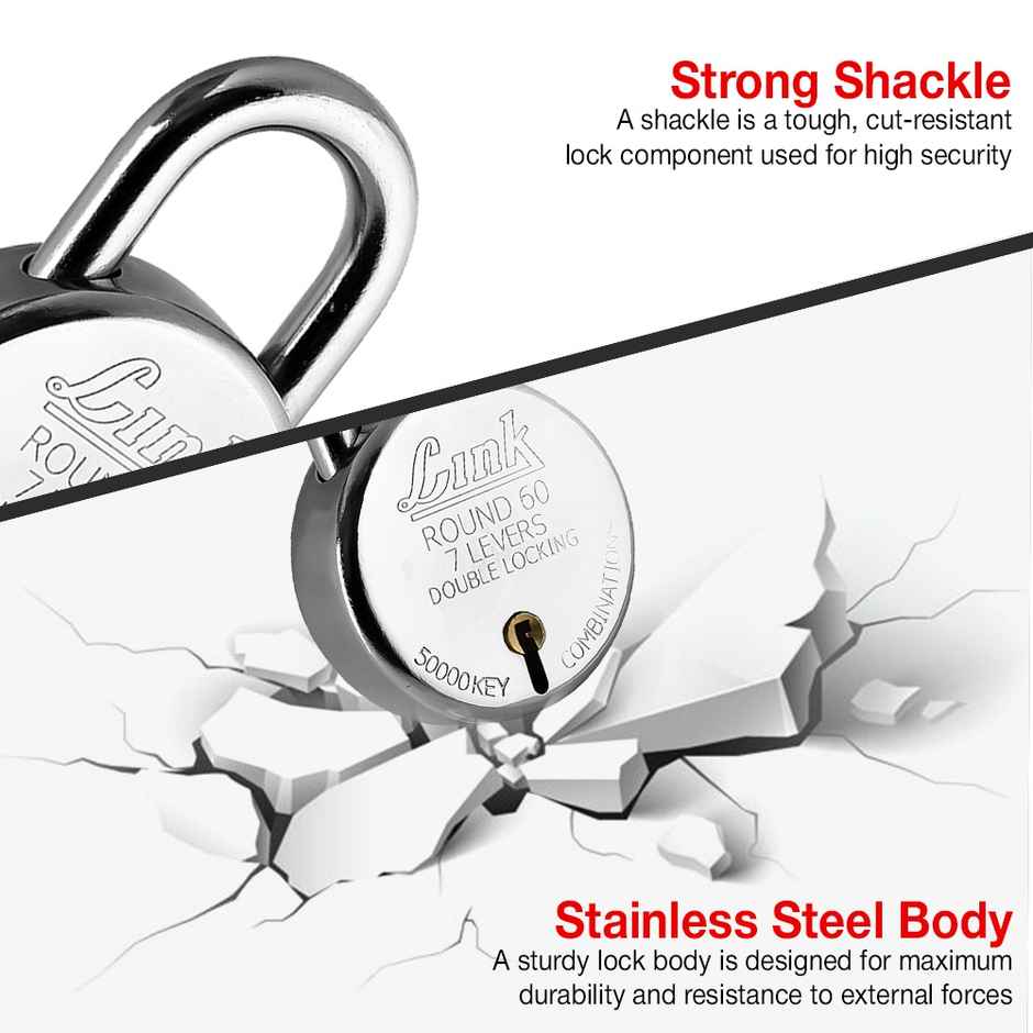 Link Stainless steel New Round 60 mm Padlock