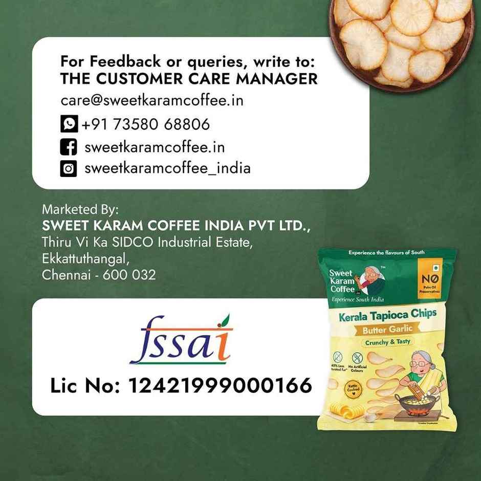Sweet Karam Coffee Kerala Tapioca Chips | Butter Garlic | Homestyle Wafers