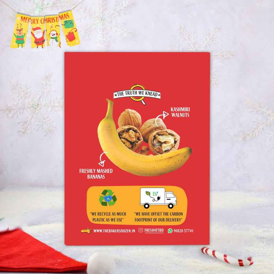 The Baker's Dozen Zero Maida Banana Walnut Cake | Banana Cake | Fruit Cake | Loaded with Walnuts