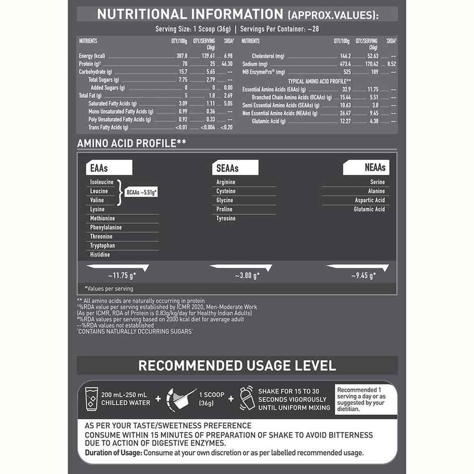 MuscleBlaze Biozyme Performance Whey Protein Powder (Rich Chocolate)