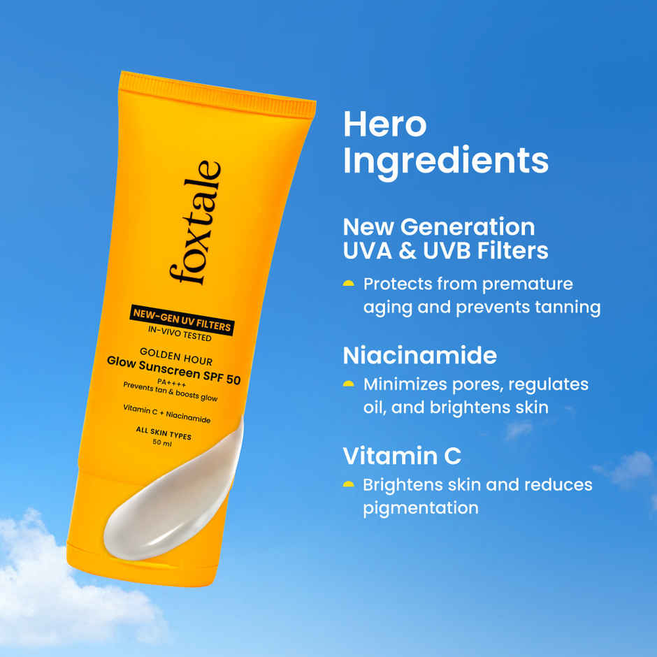 Foxtale Glow Sunscreen SPF50 PA++++ In-Vivo Tested