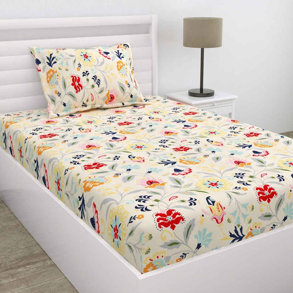 Haus & Kinder Ultra Soft All-Season Single Bedsheet | Lightweight, Breathable| Maison Fleur