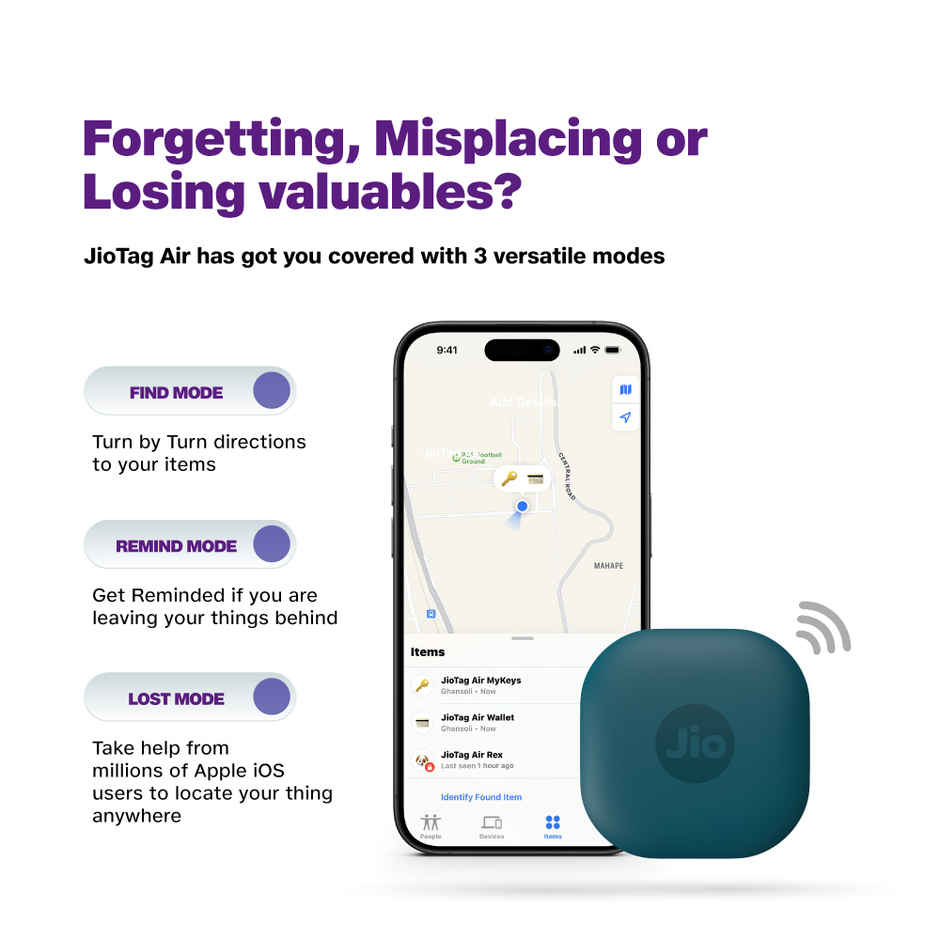 JioTag Air Item Finder, Worldwide Tracking with Apple Find My App on iPhones Wallets(Blue)