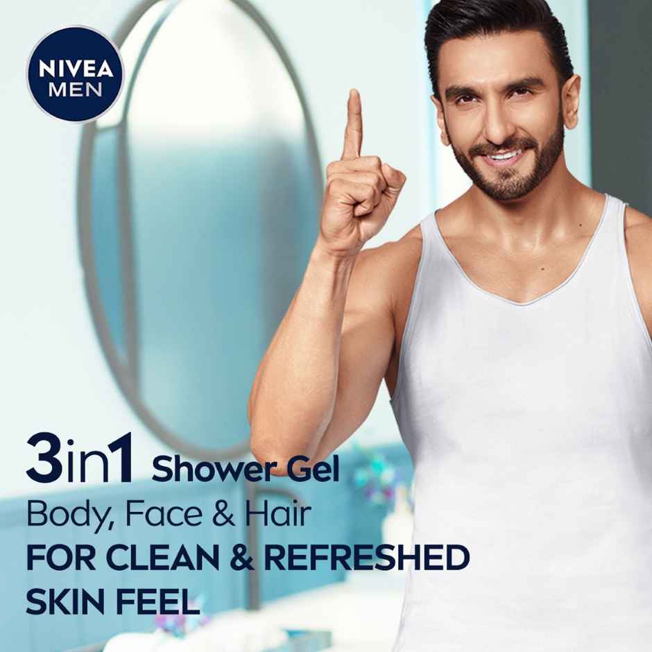 Nivea Men Cool Kick With Refreshing Icy  Menthol Shower Gel For Body Face & Hair (250ml) & Nivea Men'S Deodorant Roll On For Men (50ml) Combo