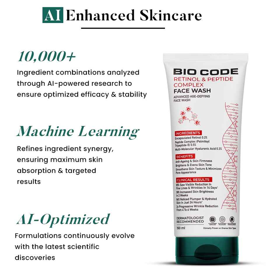 Bio Code Retinol & Peptide Complex Face Wash - Advanced Age-Defy | AI-Enhanced Formula