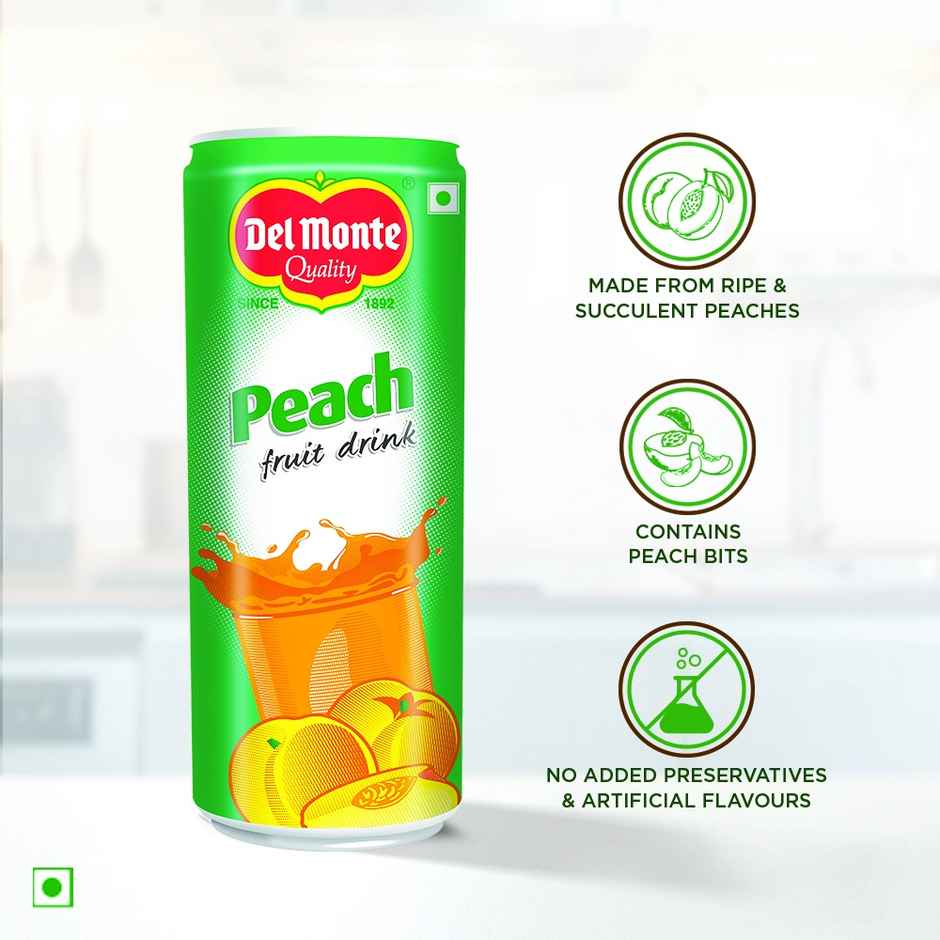 Del Monte Peach Fruit Drink with Real Peach Bits Sweet, Juicy & Perfect for Cocktails & Mocktails