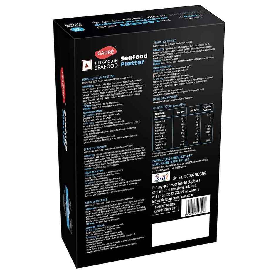 Gadre Seafood Platter | No Added Preservatives | Frozen Seafood Snacks | Ready To Fry Non Veg Snack