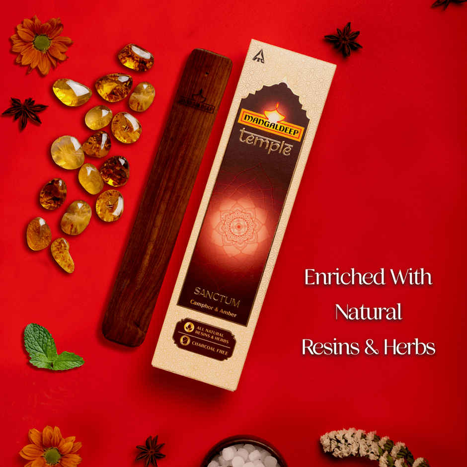 Mangaldeep Temple Sanctum - With Camphor & Amber Infused Fragrances - Hand Rolled Premium Incense