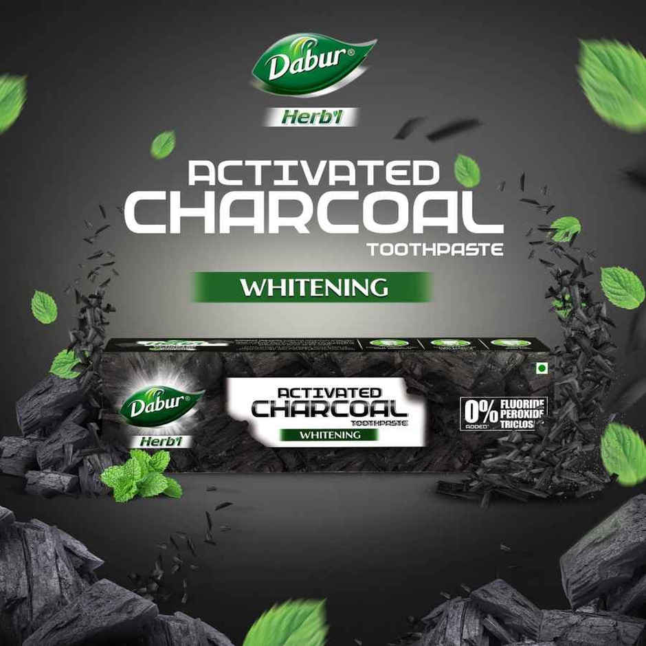 Dabur Herb'L Activated Charcoal Toothpaste With Mint For Whitening (Black Gel Paste)