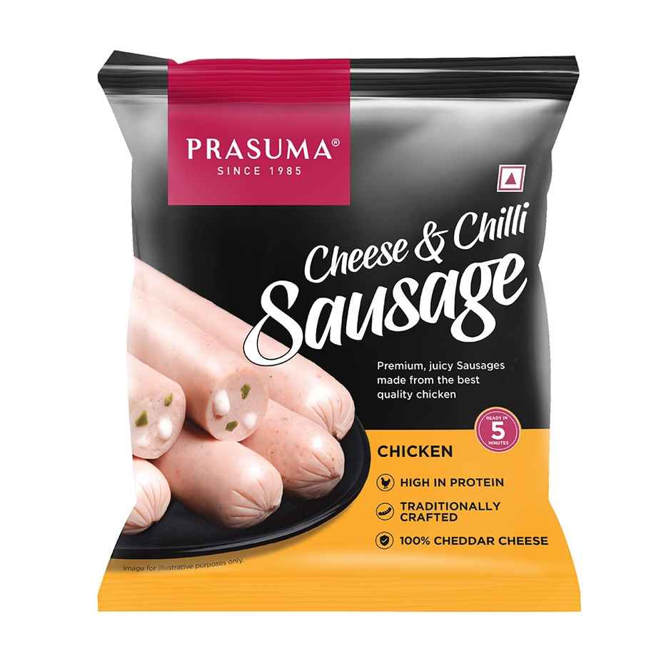 Prasuma Chicken Cheese & Chilli Sausage | Real Cheddar Cheese | Best Cuts | Fresh Chicken