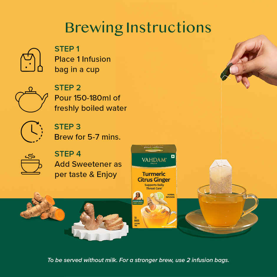 Vahdam Turmeric Citrus Ginger for Throat Relief | Herbal Infusion