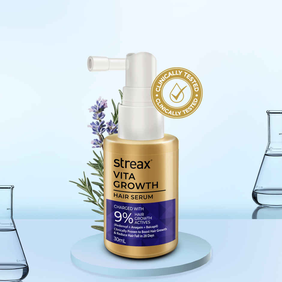 Streax Vitagrowth Hair Serum with 3% Redensyl, 4% Anagain, 3% Baicapil, Biotin & Caffeine