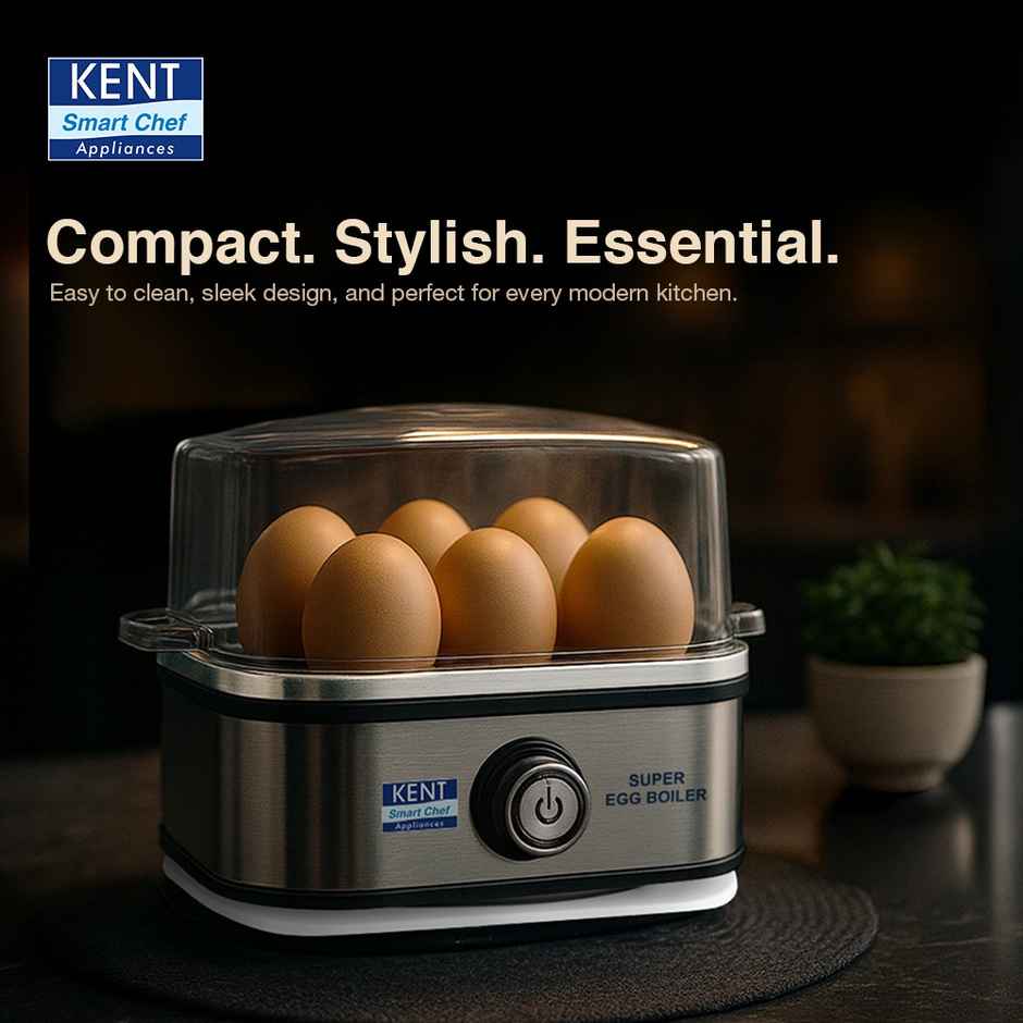 Kent Super Egg Boiler | 3 Boiling Modes | Stainless Steel Body and Heating Plate Automatic - Silver