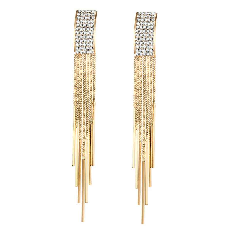 Shining Diva Fashion Latest Stylish Fancy Gold Plated Tassel Earrings for Women & Girls | 9751er