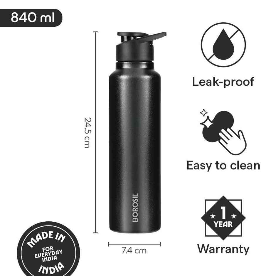 Borosil Sipfresh BIS Approved Single Wall Stainless Steel Water Bottle | Galaxy | 840 ml