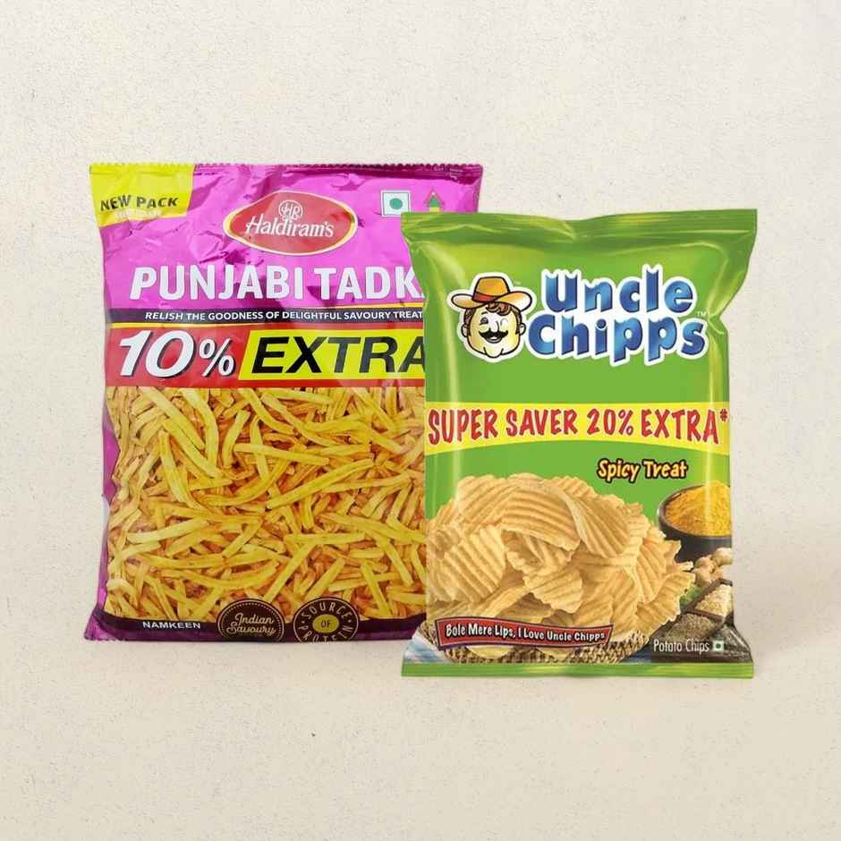 Haldiram's Punjabi Tadka(220gms) & Uncle Chipps - Spicy Treat(52gms) Combo