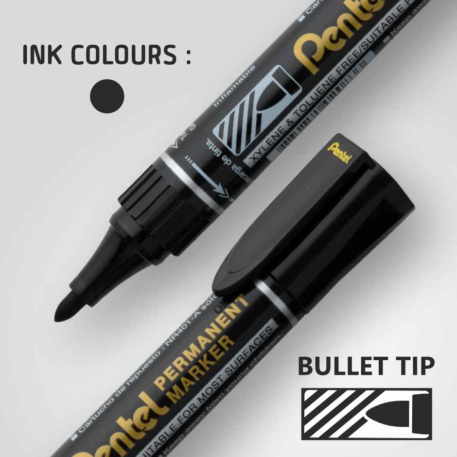 Pentel N450 Permanent Marker Bullet Tip Single Black Ink