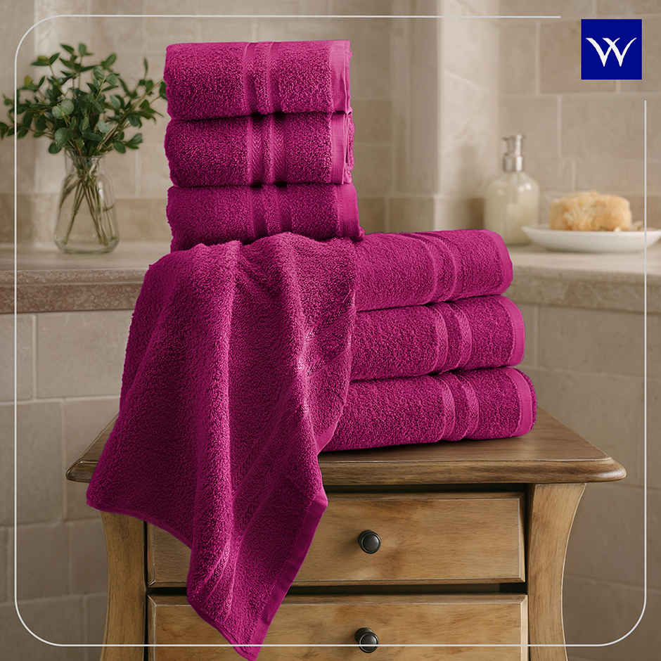 Welspun Large Quick Dry Cotton Lightweight Breathable Bath Towel | Dark Pink