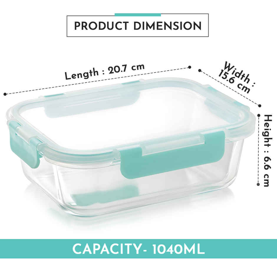 Magnus Glock Rectangle Glass Container | 1040 ml - Assorted