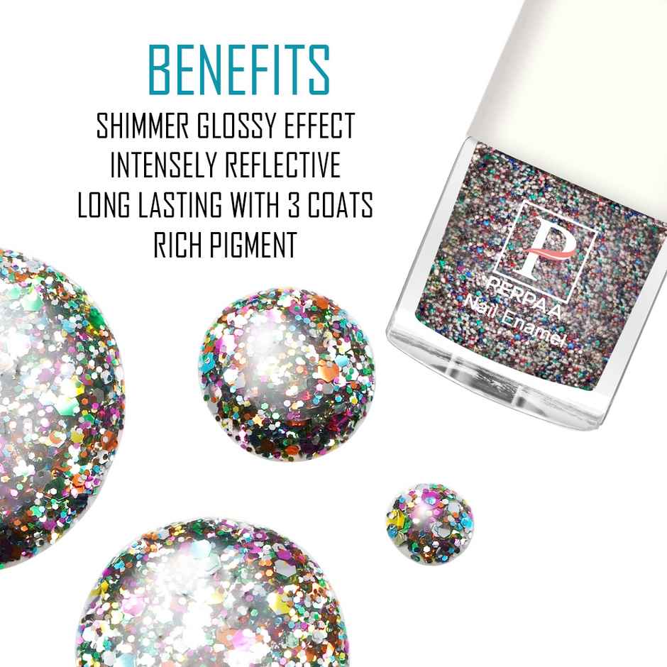 PERPAA Beauty Glitter Nail Paint | Silver