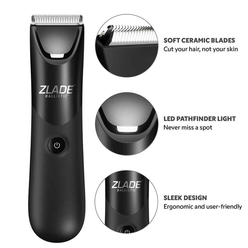 Zlade Ballistic Lite Full-Body Trimmer | Beard, Body & Balls | AAA Battery Operated Cordless Trimmer
