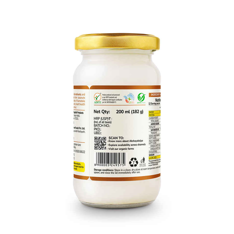 Akshayakalpa Organic Virgin Coconut Cold Pressed Oil | Multipurpose Nariyal Oil