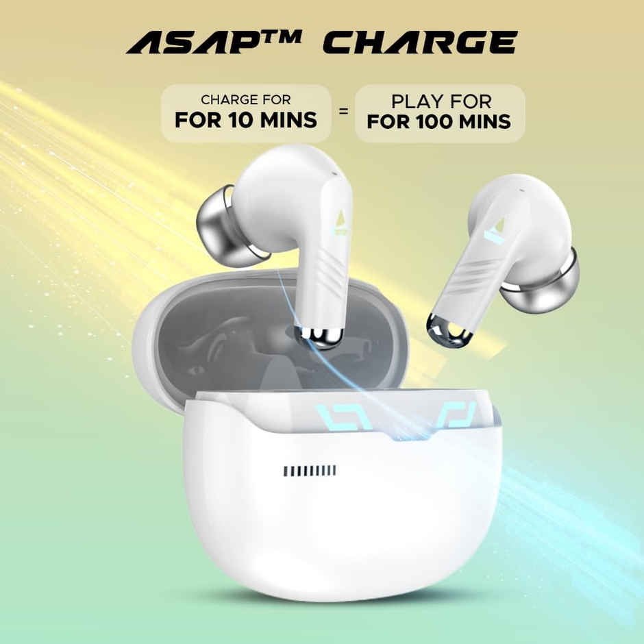 boAt Immortal 101 in Ear TWS Earbuds with Beast Mode(40Ms Low Latency), 30 Hrs Playtime, Blazing LEDs, Quad Mics with Enx Tech, ASAP Charge & Btv5.3 - White Sabre
