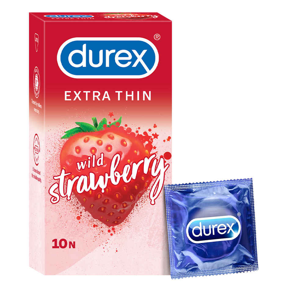 Durex Strawberry Condom - Extra Thin Flavoured Condoms