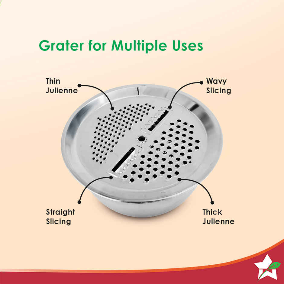 Wonderchef Modena Bowl with Strainer & Grater | SS Multi Use