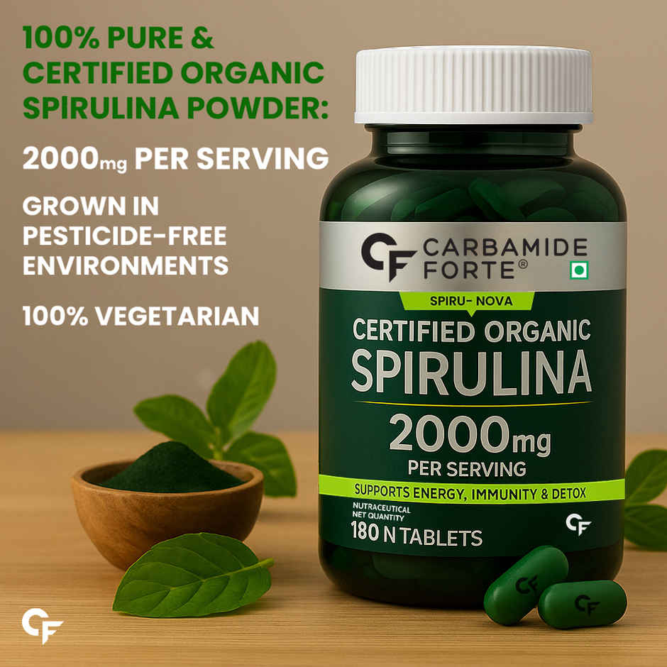 Carbamide Forte 100% Organic Spirulina Tablets 2000 mg Per Serving - Spirulina Powder Organic Tablet