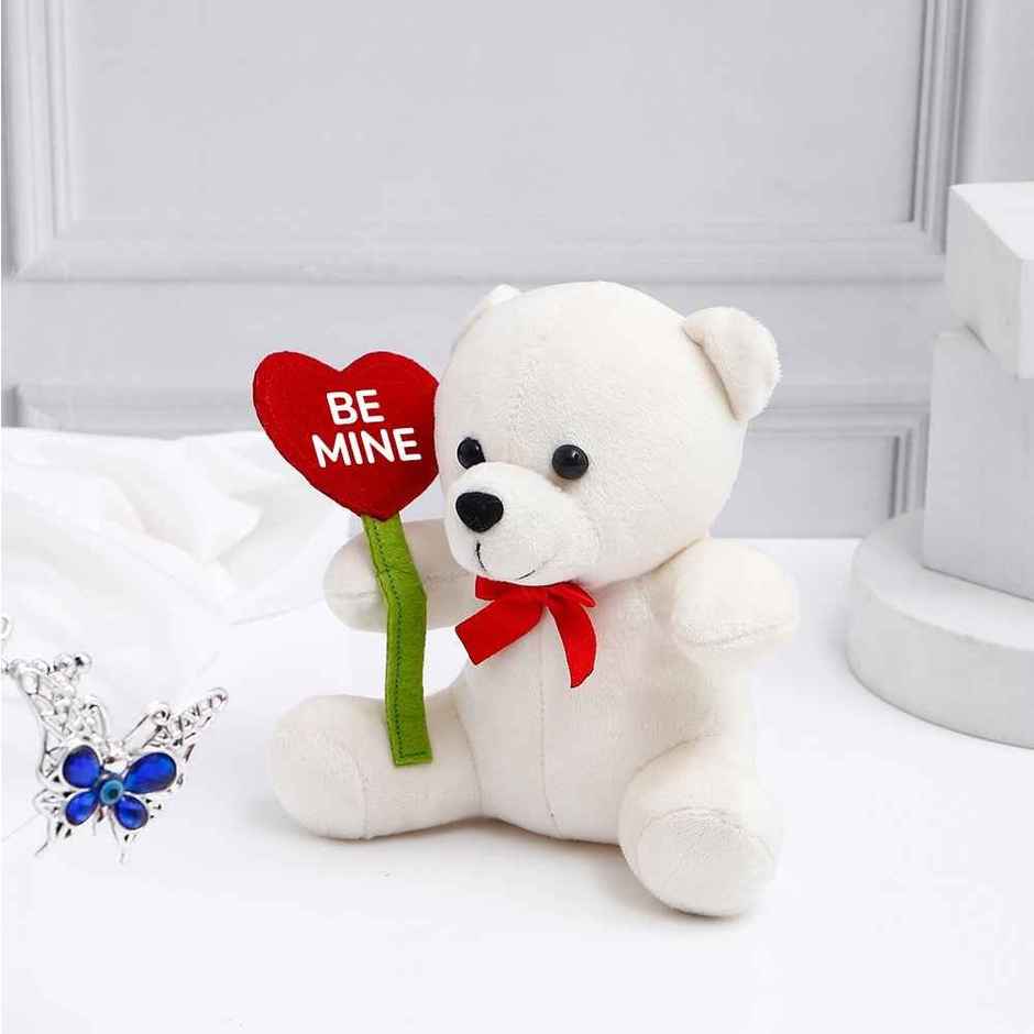 Archies Cute Little White Teddy Bear with Be Mine Heart - 20 cm