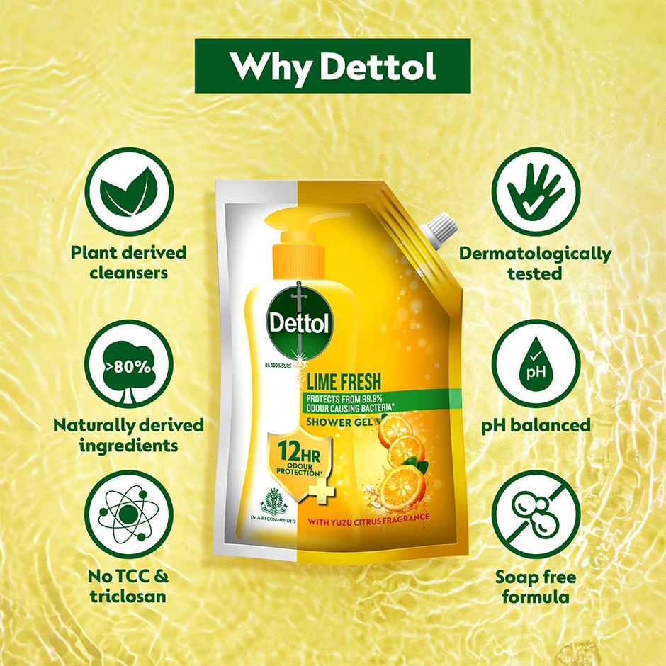 Dettol Body Wash and shower Gel,Lime Fresh Refill